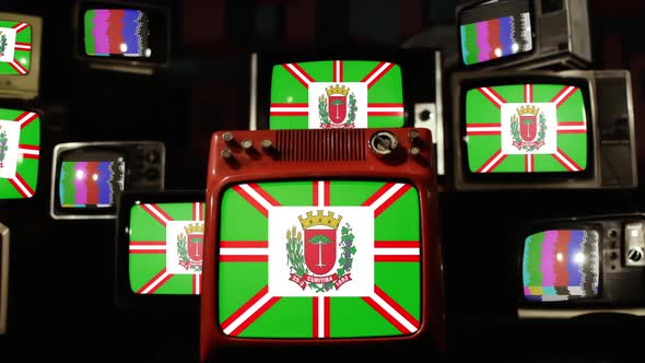 Flag of the City of Curitiba, Brazil, and Vintage Televisions.