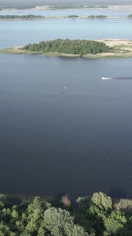 Vertical Video Aerial View of the Dnipro River  the Main River of Ukraine alt