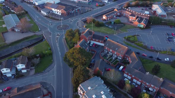 Fly over a nearly abandoned road in Alphington, Exeter, UK, during the national lockdown in England. alt