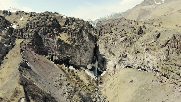 Aerial View of Mountain Waterfall Elbrus Region alt