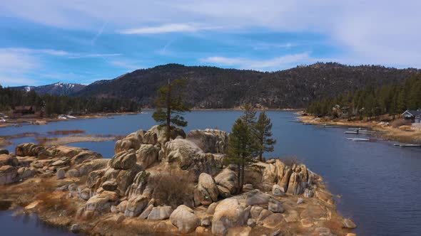 Lake flyover in Big Bear California alt