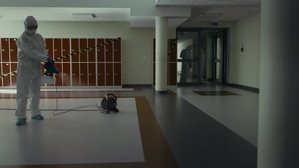 Tracking video of spraying disinfectant solution during the pandemic alt