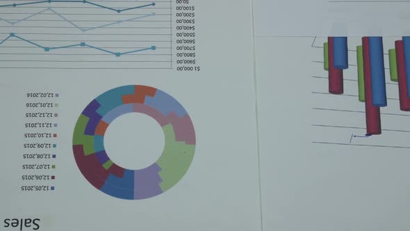 Business Chart Sales And Dollars On The Desk In The Office alt