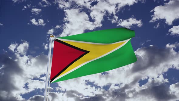 Guyana Flag With Sky 4k alt