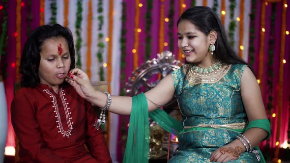 Indian Family Celebrating Raksha Bandhan Festival