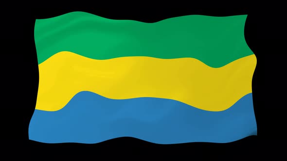 Gabon Waving Flag Animated Black Background