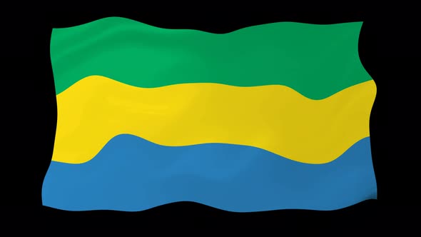 Gabon Waving Flag Animated Black Background alt