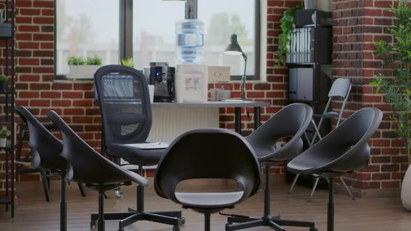 Empty Room Designed with Chairs in Circle for Aa Group Therapy Session with People alt