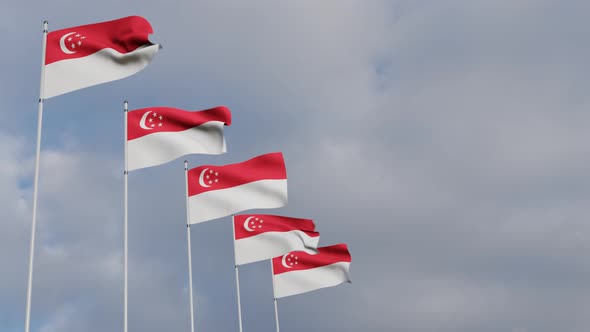 Waving Flags Of The Singapore blue sky alt