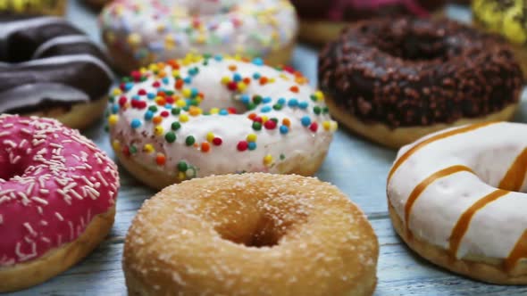 Assorted Donuts with Different Fillings and Icing, Stock Footage ...