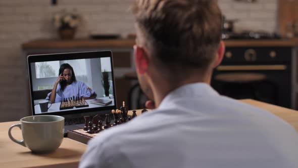 Young Man Playing Game of Chess Online with Friend Stock Video - Video of  epidemic, conference: 203843045