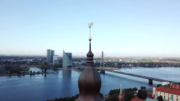 Famous Ancient Tourism Center and Modern European Union Metropolis Aerial alt