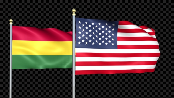 Bolivia And United States Two Countries Flags Waving alt
