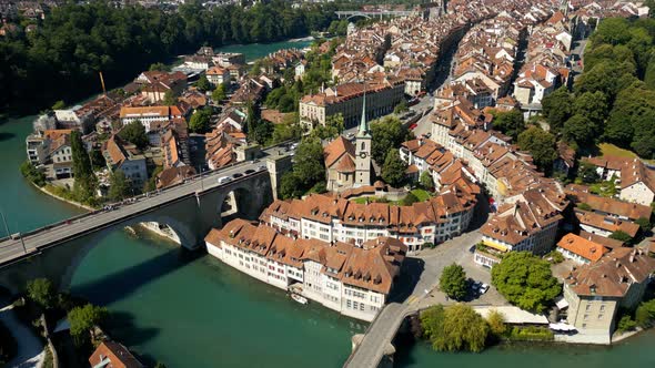 The Historic District of Bern in Switzerland From Above  the Capital City Aerial View alt