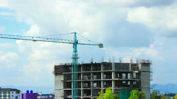 Crane Working on Construction Site