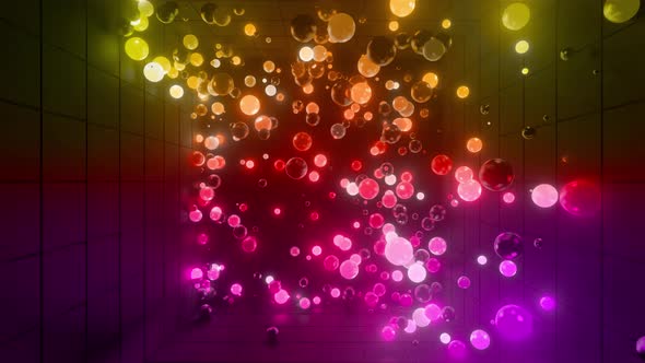 Neon Glow Spheres Fly Indoors with Smooth Light Gradient alt