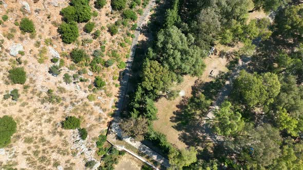 Dalyan, Mugla. Turkey. Shooting of Dalyan Rock Tombs with drone. Kaunos ancient city aerial view. alt