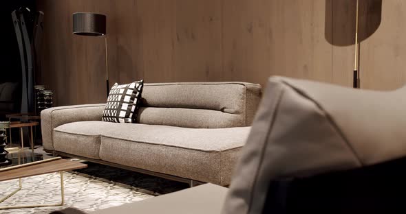 Modern Beige Fabric Sofa alt