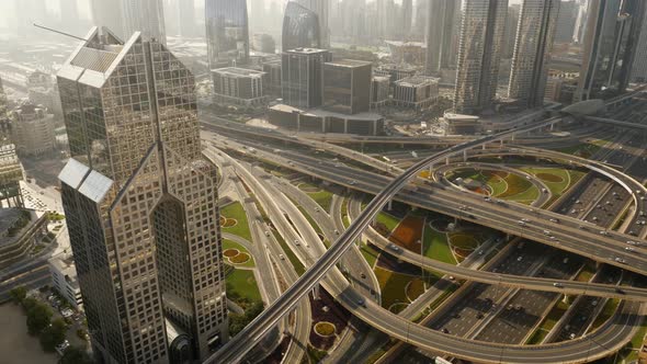 Busy Rush Hour Street in Corporate Cityscape District alt