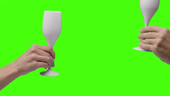 White Champagne Glasses Making Cheers alt