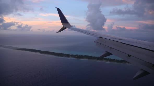 Landing at Sunset on an Abandoned Tropical Island in Majuro Marshall Islands alt