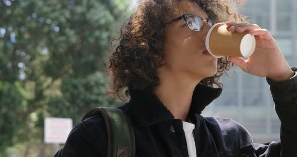 Man having coffee 4k alt