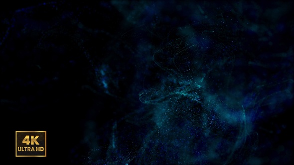 Abstract motion background shining blue particles. Shimmering Glittering Particles With Bokeh. alt