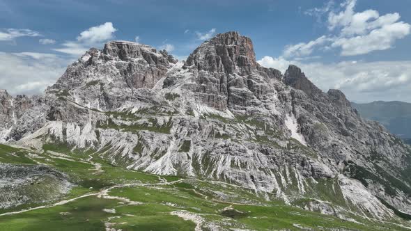 Beautiful lakes in the Dolomites mountains alt