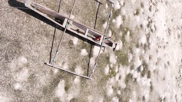 Vertical Video of Low Tide in the Ocean Near the Coast of Zanzibar Tanzania Aerial View alt