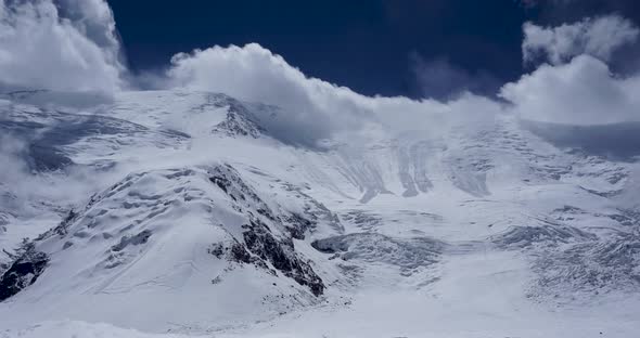 Motion Timelapse from Lenin Peak as seen from Advanced Base Camp. Shows a big part of the route from alt