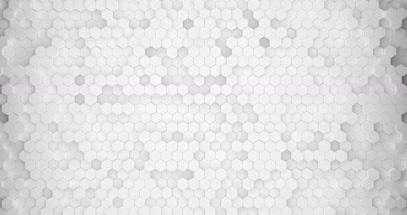 3d White Animated Background with Honeycomb Cells Random Moving Seamless Loop