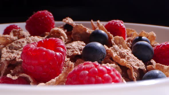 Cereal with Raspberries and blueberries