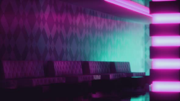 Empty Night Club with Neon Lights