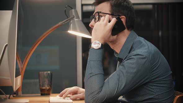 Office Worker Overtime Work In Internet. Workaholic Pc Overtime Deadline. Designer Overworked. alt