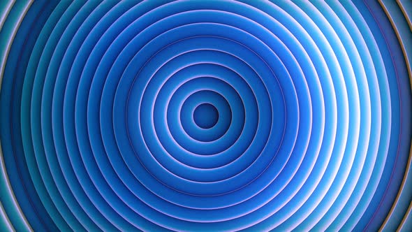 3d Blue Circles Moving in Waves. Seamless Loopable 