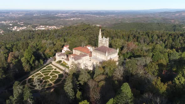 Aerial of Park and Palace of Bussaco Portugal alt