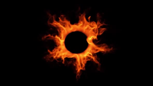 Roating Burning Ring Of  On Black Background