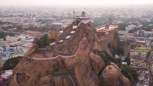 Rock fort in Trichy, India, 4k aerial footage alt