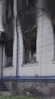 Vertical Video of a War Destroyed Police Station in Ukraine alt