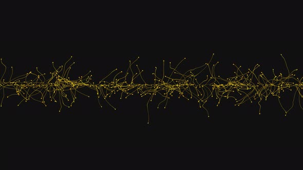 Gold glittering particles abstractly move in space on a transparent background.
