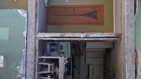Vertical Video of a Destroyed Building in Borodyanka Ukraine alt
