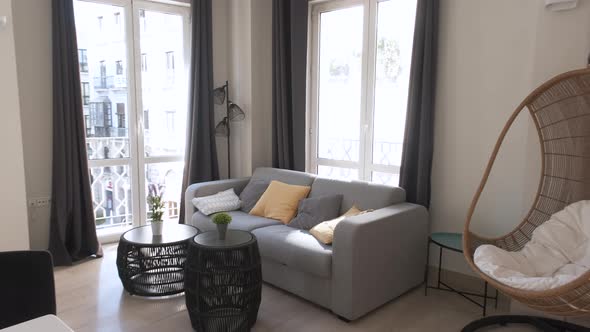 Stylish interior design of living room. Interior of apartment alt