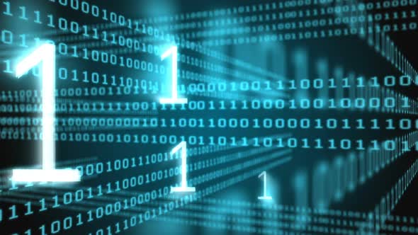 Digitally generated video of binary code  alt