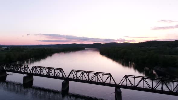 Beautiful Aerial Of Bridge Over Water In Williamsport Pennsylvania