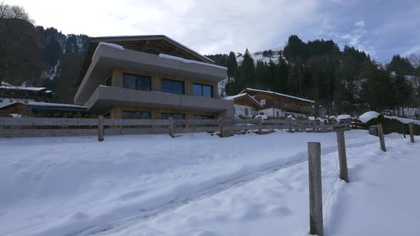 Road covered with snow alt