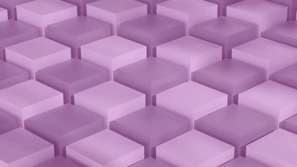Isometric Purple Cubes Pattern Moving Diagonally. Seamlessly Loopable Animation