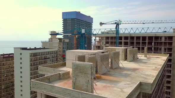 Construction of multi-storey residential building. Aerial photography. Batumi, alt