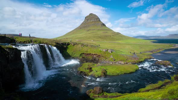 Time Lapse Footage of Kirkjufell Mountain Landscape in Iceland Summer alt