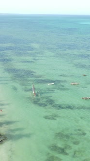 Tanzania  Vertical Video of the Ocean Near the Coast of Zanzibar Slow Motion alt