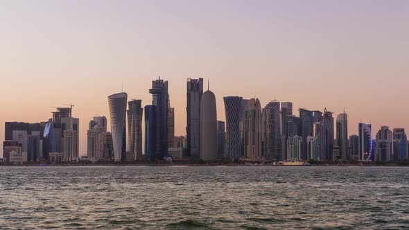 Doha Skyscrapers and Sunset